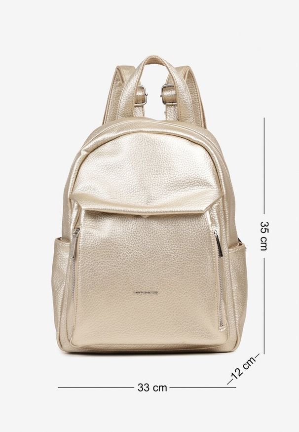 Born2be - Złoty Plecak z Ozdobnym Napisem Niluvisa. Kolor: złoty. Materiał: jeans. Wzór: napisy. Styl: casual, elegancki