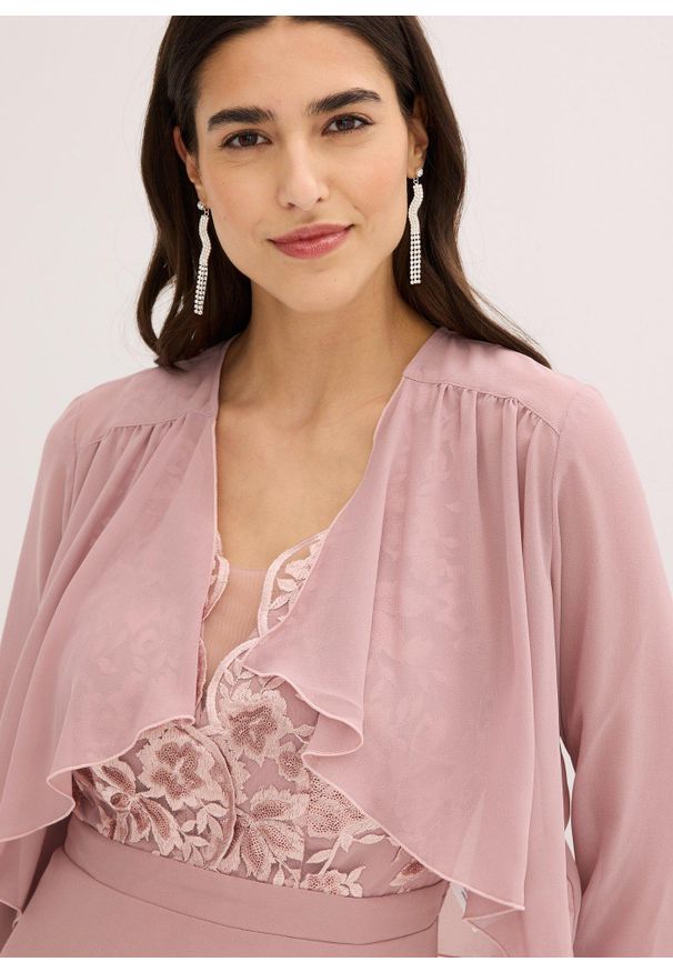 bonprix - Bolerko z delikatnego szyfonu. Kolor: różowy. Materiał: poliester, szyfon