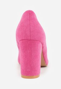 Renee - Fuksjowe Casualowe Czółenka na Słupku Vices z Wkładką ze Skóry Naturalnej Maidra. Okazja: na co dzień. Kolor: różowy. Materiał: skóra. Sezon: wiosna, lato. Obcas: na słupku. Styl: casual. Wysokość obcasa: średni #6