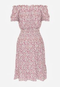 Born2be - Biało-Czerwona Sukienka Hiszpanka z Bawełny z Gumką w Pasie Viliana. Okazja: na co dzień, na spacer. Typ kołnierza: dekolt hiszpanka. Kolor: czerwony. Materiał: bawełna. Długość rękawa: krótki rękaw. Sezon: lato. Styl: elegancki, casual #8