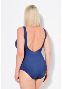 ULLA POPKEN - Damski Kostium kąpielowy homary dekolt w serce miękkie miseczki. Kolekcja: plus size. Kolor: niebieski. Materiał: poliester, elastan, poliamid, materiał