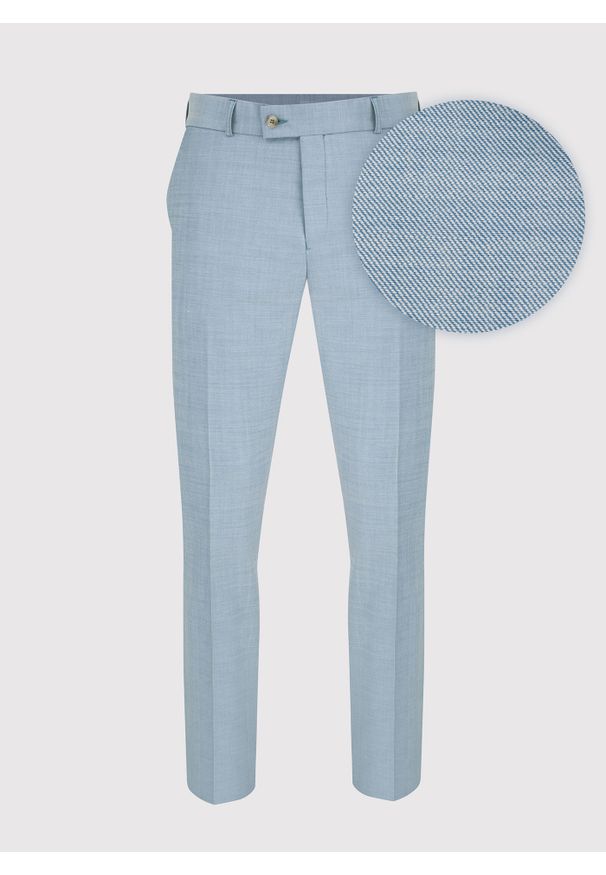 Pako Lorente - PAKO LORENTE – Błękitne spodnie garniturowe o widocznej strukturze. Kolor: niebieski. Materiał: wełna, elastan