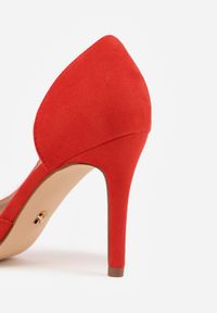 Renee - Czerwone Szpilki Vices z Wkładką ze Skóry Naturalnej Ozdobione Wycięciem Oliritia. Okazja: na co dzień. Kolor: czerwony. Materiał: skóra. Wzór: aplikacja. Obcas: na szpilce. Styl: casual #5