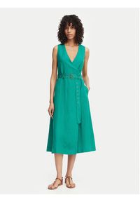 TOMMY HILFIGER - Tommy Hilfiger Sukienka letnia WW0WW48951 Zielony Regular Fit. Kolor: zielony. Materiał: len. Sezon: lato #5