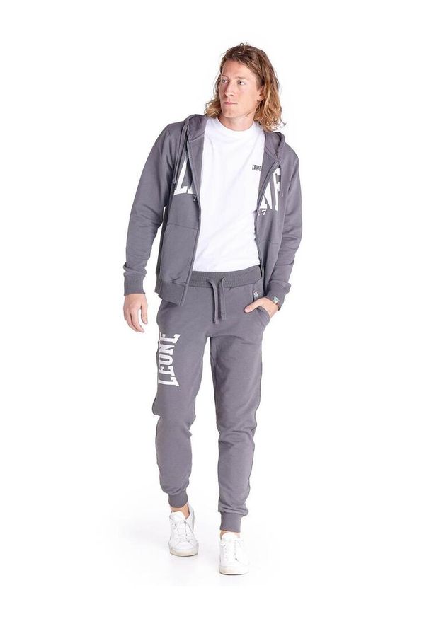 LEONE 1947 APPAREL - Męska zapinana na zamek bluza z kapturem Leone 1947 Apparel. Typ kołnierza: kaptur. Kolor: szary. Materiał: tkanina. Sport: fitness