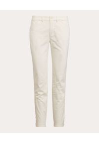 Lauren Ralph Lauren - LAUREN BY RALPH LAUREN - Białe spodnie Chino. Kolor: biały. Wzór: aplikacja #5