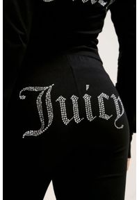 Juicy Couture - JUICY COUTURE Czarne spodnie dresowe Single Jersey Apollo Low Rise. Kolor: czarny. Materiał: jersey, dresówka #3