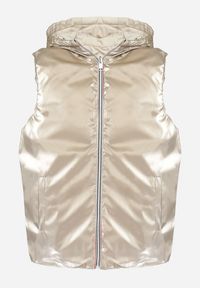 Born2be - Jasnobeżowa Dwustronna Kamizelka z Pikowaniem i Kapturem Welini. Kolor: beżowy #4