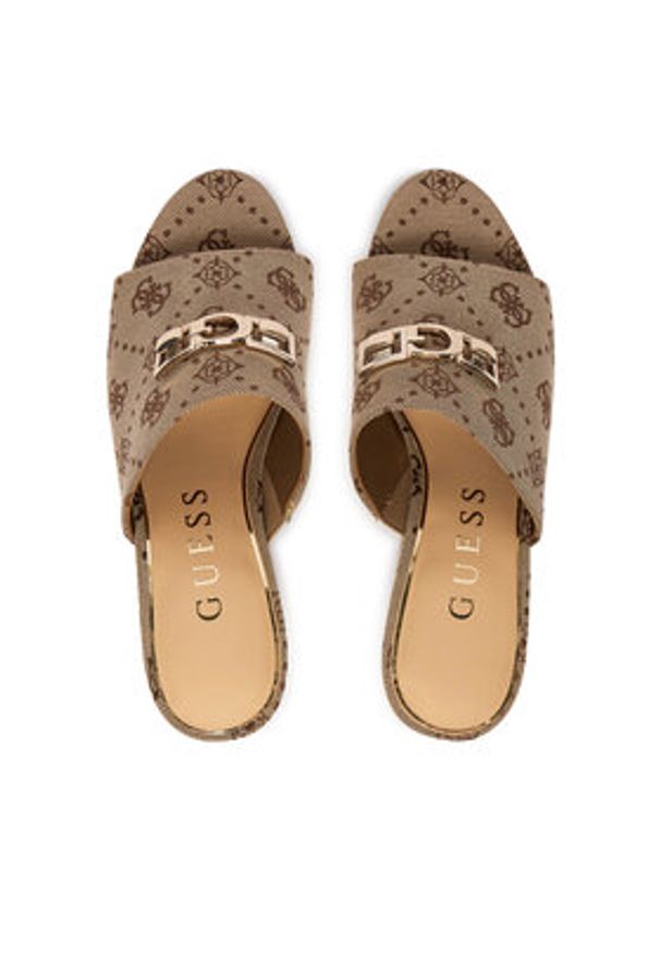 Guess Klapki FLJEVZ FAL04 Beżowy jasny. Kolor: beżowy. Materiał: materiał