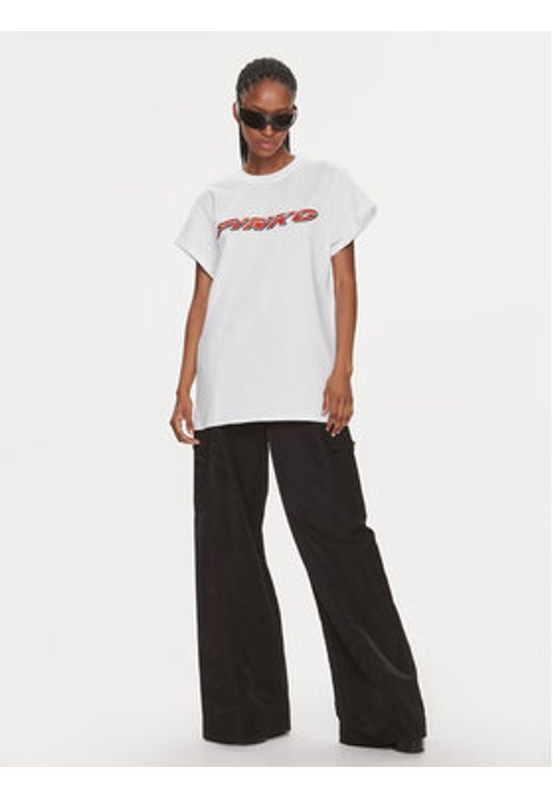 Pinko T-Shirt 103138 A1P7 Biały Relaxed Fit. Kolor: biały. Materiał: bawełna
