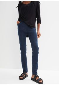 bonprix - Dżinsy Skinny mid waist, z wygodnym paskiem. Kolor: niebieski #1