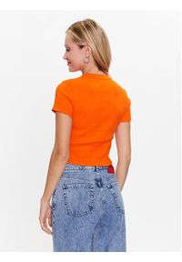 Hugo T-Shirt Deluisa 50489120 Pomarańczowy Slim Fit. Kolor: pomarańczowy. Materiał: bawełna