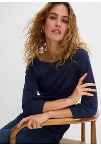 bonprix - Bluzka z długim rękawem z czystej bawełny organicznej. Kolor: niebieski. Materiał: bawełna. Długość rękawa: długi rękaw. Długość: długie #3