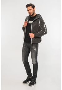 Emporio Armani - EMPORIO ARMANI Szara męska kurtka z tkaniny technicznej extra shiny glass, Rozmiar 54. Kolor: szary. Materiał: tkanina #2