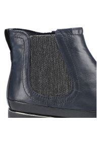 Granatowe Botki Tamaris Damskie Buty Na Platformie. Kolor: niebieski. Materiał: futro, materiał, skóra, syntetyk. Szerokość cholewki: normalna. Obcas: na platformie. Styl: klasyczny. Wysokość obcasa: średni #4