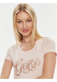 Guess T-Shirt W4GI30 J1314 Różowy Slim Fit. Kolor: różowy. Materiał: bawełna