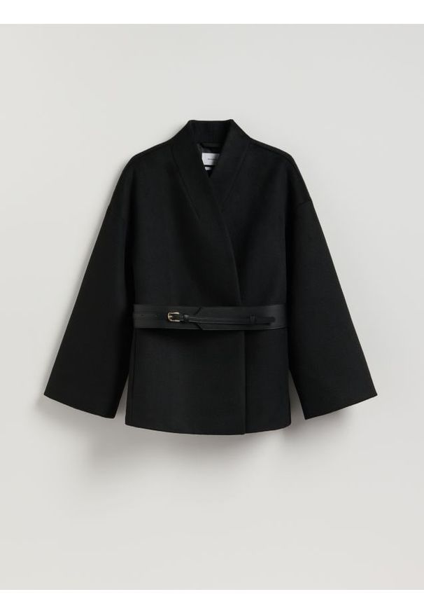 Reserved - Kurtka z dodatkiem wełny - czarny. Kolor: czarny. Materiał: wełna