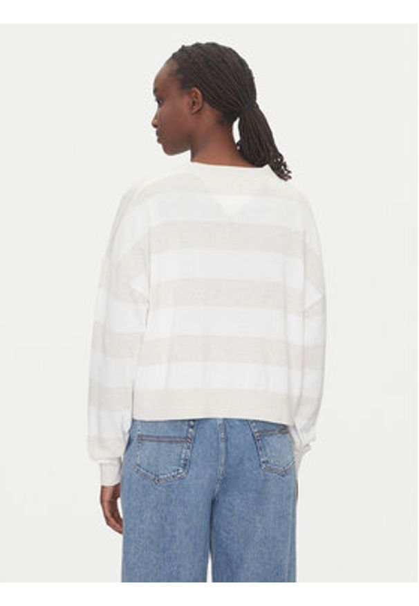 Tommy Jeans Kardigan DW0DW20968 Beżowy Relaxed Fit. Kolor: beżowy. Materiał: bawełna