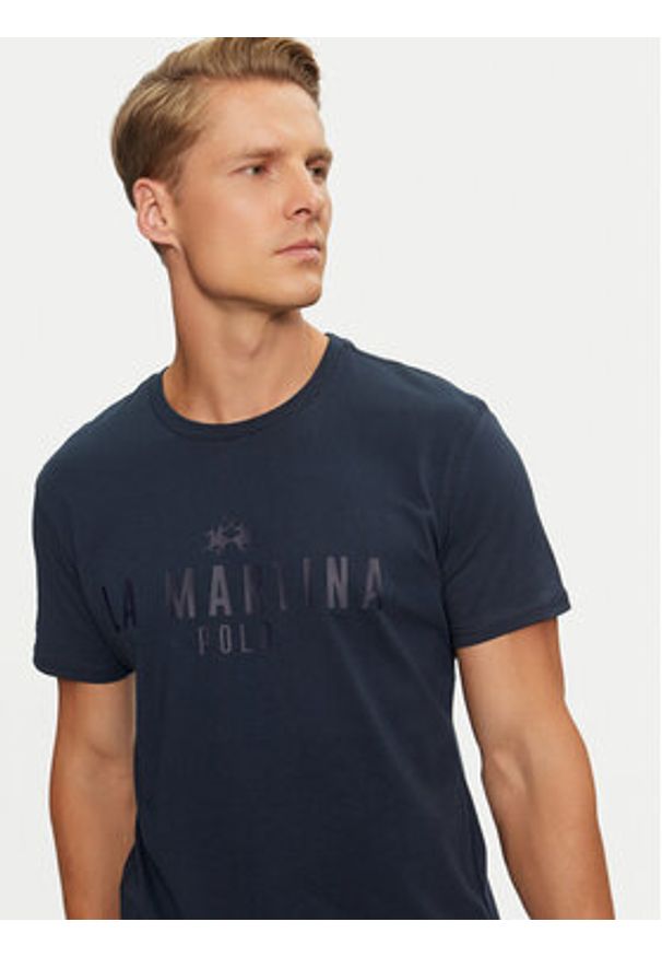 La Martina T-Shirt ZMR322 JS206 Granatowy Regular Fit. Kolor: niebieski. Materiał: bawełna