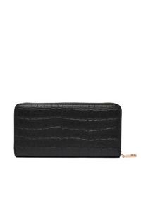 Calvin Klein Duży Portfel Damski Ck Croc Long Zip Around LV04F1096G Czarny. Kolor: czarny. Materiał: skóra