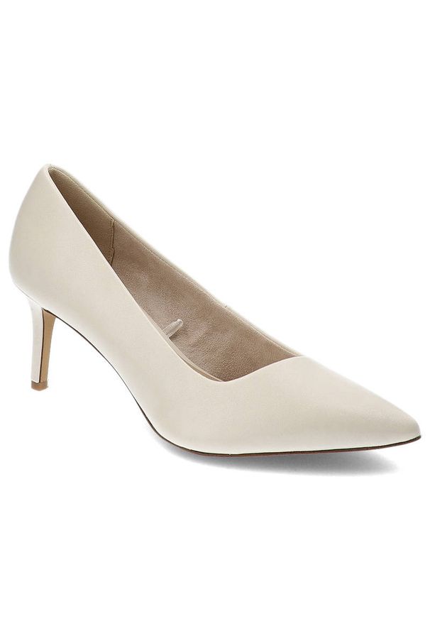 Beżowe Czółenka Tamaris Eleganckie Buty Damskie. Okazja: na co dzień. Zapięcie: bez zapięcia. Kolor: beżowy. Materiał: skóra ekologiczna. Szerokość cholewki: normalna. Obcas: na obcasie. Styl: elegancki. Wysokość obcasa: średni