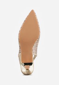 Renee - Złote Plecione Czółenka Slingback na Szpilce z Ażurową Cholewką Hibiscae. Okazja: na co dzień. Kolor: złoty. Materiał: jeans. Szerokość cholewki: normalna. Wzór: ażurowy. Sezon: wiosna. Obcas: na szpilce. Styl: wizytowy, casual, elegancki #4