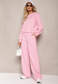 Renee - Różowa Oversize Bluza z Bawełny o Krótkim Fasonie Sibolla. Kolor: różowy. Materiał: bawełna. Długość: krótkie