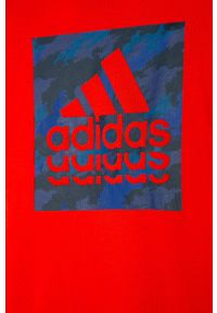 adidas Performance - T-shirt dziecięcy 116-176 cm. Okazja: na co dzień. Kolor: czerwony. Materiał: bawełna, materiał, dzianina, elastan. Wzór: nadruk. Styl: casual #2