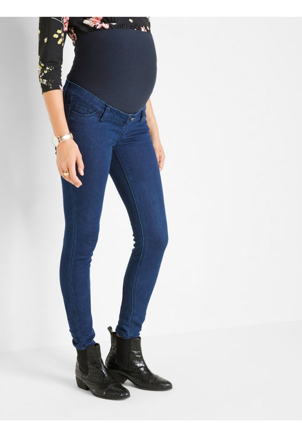 bonprix - Dżinsy ciążowe ocieplane z miękką spodnią stroną. Kolekcja: moda ciążowa. Kolor: niebieski