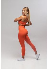 DEADLIFT - Legginsy sportowe dla kobiet Deadlift Ribbed długie, bezszwowe. Kolor: pomarańczowy. Długość: długie