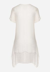 Born2be - Biała Sukienka z Bawełny i kwiatowym Motywem Vareldi. Okazja: na co dzień, na imprezę. Kolor: biały. Materiał: bawełna. Wzór: kwiaty. Sezon: lato. Typ sukienki: proste. Styl: casual, elegancki #3