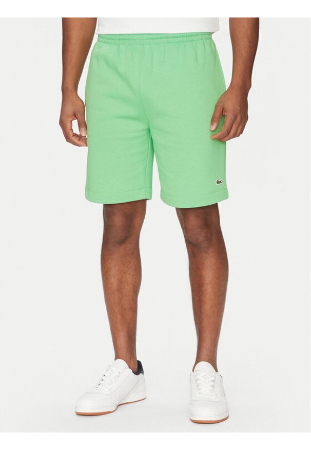 Lacoste Szorty sportowe GH9627 Zielony Regular Fit. Kolor: zielony. Materiał: bawełna. Styl: sportowy
