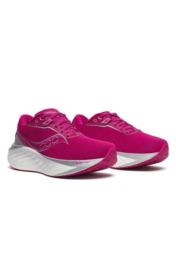 Buty do biegania damskie Saucony Triumph 22. Zapięcie: sznurówki. Kolor: różowy. Materiał: syntetyk, materiał, tkanina. Szerokość cholewki: normalna. Sport: bieganie