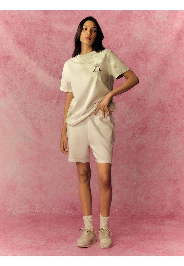 4f - 4F T-shirt oversize z nadrukiem damski - zielony S. Okazja: na co dzień. Kolor: zielony. Materiał: materiał, bawełna, dzianina. Wzór: nadruk. Styl: casual