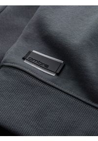 Ombre Clothing - Nierozpinana męska dresowa bluza BASIC – grafitowa V11 - Rozmiar: L. Okazja: na co dzień. Kolor: szary. Materiał: dresówka. Wzór: gładki. Styl: klasyczny, casual #5