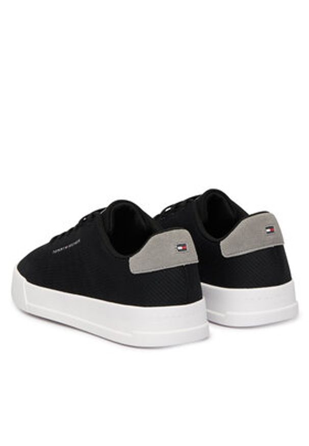 TOMMY HILFIGER - Tommy Hilfiger Sneakersy Th Court Knit FM0FM05823 Czarny. Kolor: czarny. Materiał: materiał