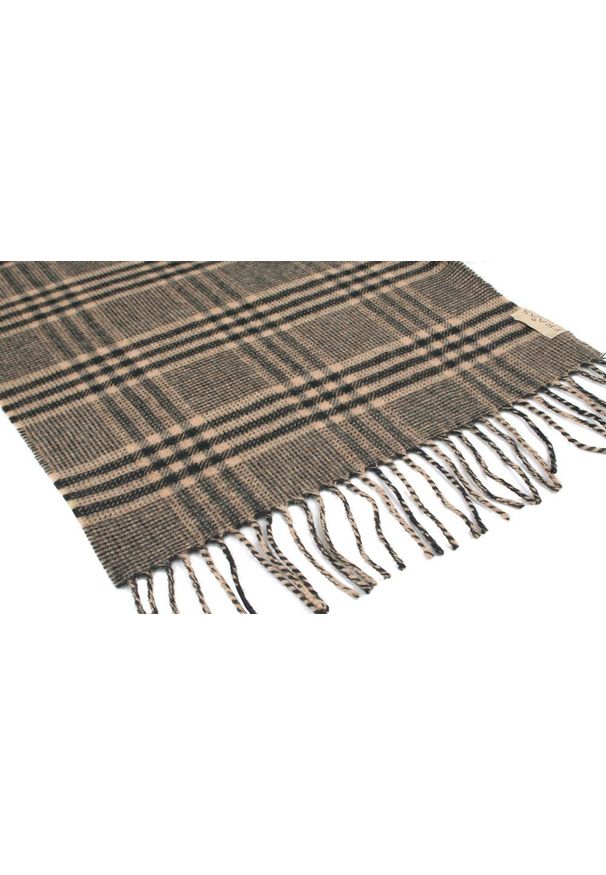 Wełniany Szalik Męski - V. Fraas - w Kratkę, Odcienie Beżów. Kolor: wielokolorowy, beżowy, brązowy. Materiał: wełna. Wzór: kratka. Sezon: zima, lato. Styl: klasyczny, elegancki