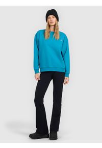 4f - 4F Bluza dresowa nierozpinana bez kaptura damska - turkusowa L. Okazja: na co dzień, na spacer. Typ kołnierza: bez kaptura. Kolor: turkusowy. Materiał: dresówka. Styl: casual. Sport: fitness, turystyka piesza #2