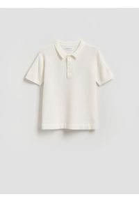 Reserved - T-shirt polo - złamana biel. Typ kołnierza: polo. Materiał: dzianina, bawełna