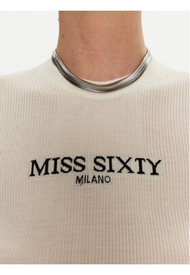 Miss Sixty Sweter 6L4RJ4340000 Écru Slim Fit. Materiał: jedwab