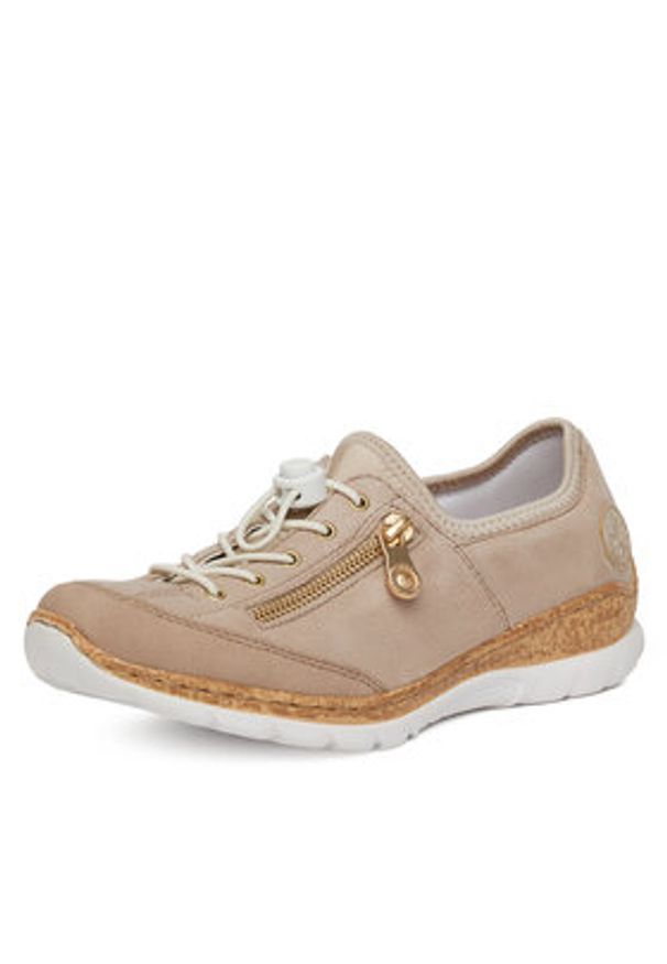 Rieker Sneakersy N42F1-60 Beżowy. Kolor: beżowy. Materiał: skóra, zamsz