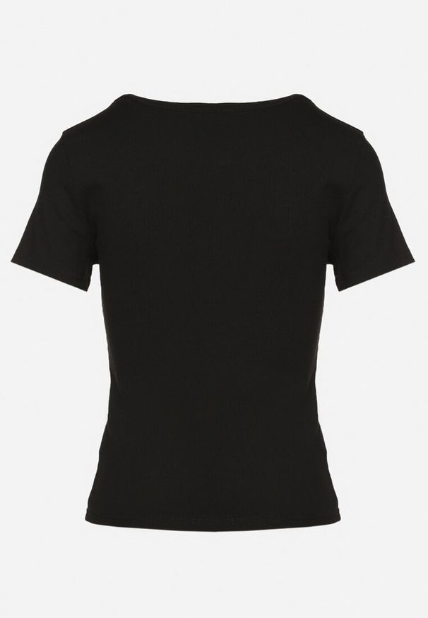 Born2be - Czarny Wiskozowy T-shirt w Klasycznym Stylu Belreti. Okazja: na co dzień. Kolor: czarny. Materiał: wiskoza. Wzór: gładki. Styl: klasyczny