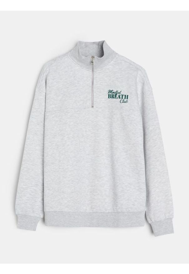 Sinsay - Bluza z napisem - szary. Kolor: szary. Wzór: napisy