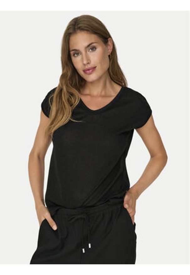 only - ONLY T-Shirt Silvery 15136069 Czarny Loose Fit. Kolor: czarny. Materiał: syntetyk
