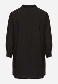 Born2be - Czarna Koszulowa Sukienka z Wiskozy Zdobiona Kwiatowym Haftem Nalilsa. Okazja: na co dzień. Typ kołnierza: kołnierzyk klasyczny. Kolekcja: plus size. Kolor: czarny. Materiał: wiskoza. Wzór: haft, aplikacja, kwiaty. Typ sukienki: koszulowe. Styl: klasyczny, casual, elegancki #4