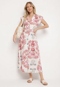 Born2be - Różowa Sukienka z Wiskozą o Koszulowym Kroju z Paskiem z Klamrą Nitasiela. Okazja: na co dzień. Typ kołnierza: dekolt w kształcie V. Kolor: różowy. Materiał: wiskoza. Długość rękawa: krótki rękaw. Typ sukienki: koszulowe. Styl: casual, klasyczny #1