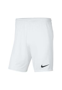 Nike - Dziecięce/niemowlęce Spodenki Z Dzianiny Dry Park III. Kolor: biały. Materiał: dzianina. Styl: sportowy. Sport: turystyka piesza