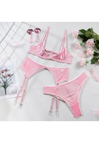 Intica - Komplet koronkowej bielizny na romantyczne chwile Samuela. Kolor: różowy. Materiał: koronka. Wzór: paski #1