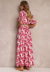Renee - Fuksjowa Koszulowa Sukienka Maxi z Guzikami i Podpinanymi Rękawami Jaye. Kolor: różowy. Typ sukienki: koszulowe. Styl: boho. Długość: maxi #4