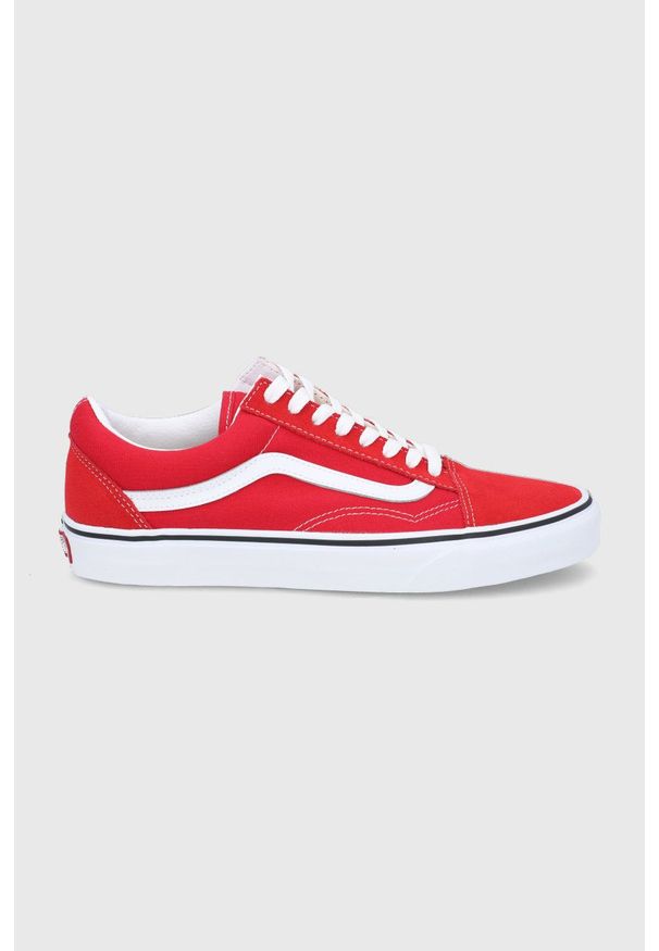 Vans Tenisówki UA Old Skool kolor czerwony na płaskiej podeszwie. Nosek buta: okrągły. Zapięcie: sznurówki. Kolor: czerwony. Materiał: guma. Obcas: na płaskiej podeszwie